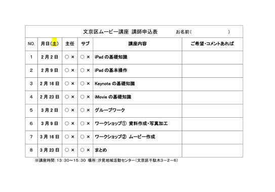 ※講師参加申込書です