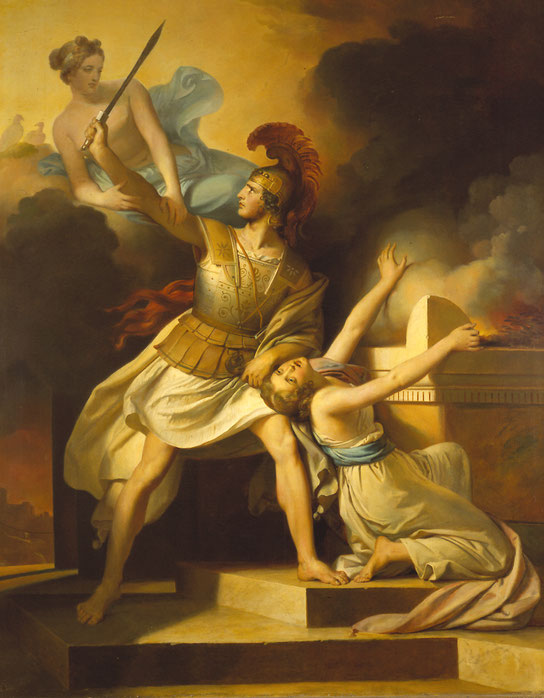 Tableau de Fragonard : Vénus apparaît à Énée et l'empêche d'immoler Hélène (museedevalence.fr)