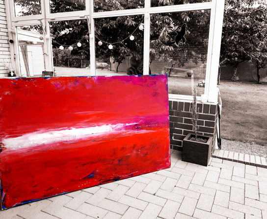 abstraktes Landschafts-Bild in rot