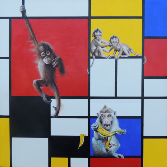 Peinture, Contemporaryart, singes, monkey, couleurs, humour
