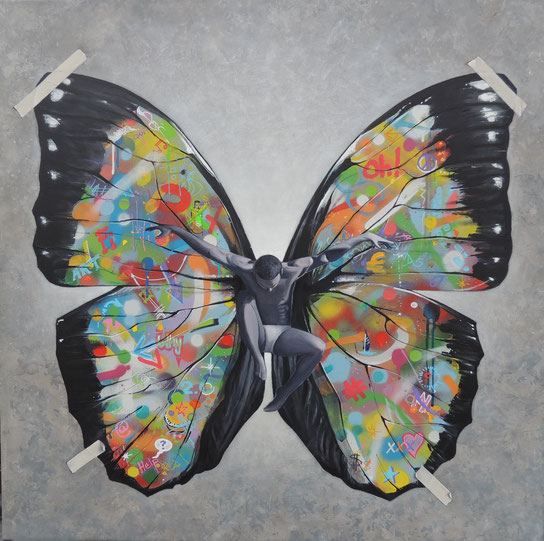 stree-art urbain peinture contemporaine couleurs papillon