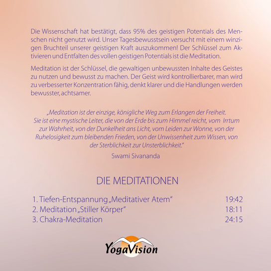 Trackliste CD Meditation