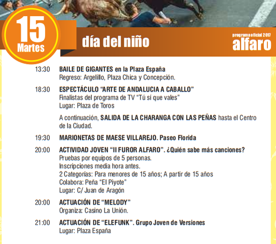 Fiestas de San Roque y San Ezequiel en ALFARO Programa