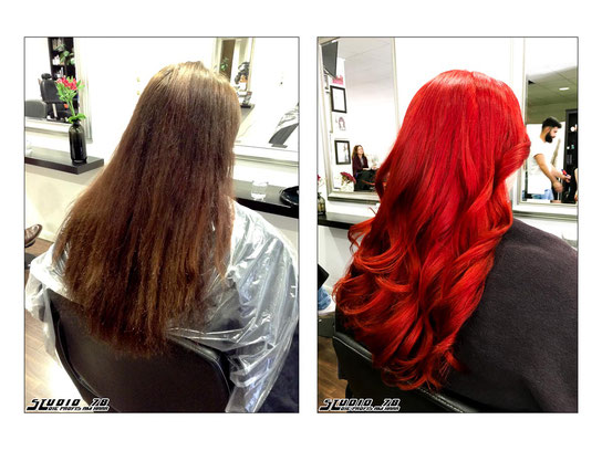 Cherrybomb Haarfarbe Coloration knallig Rot vorher nachher
