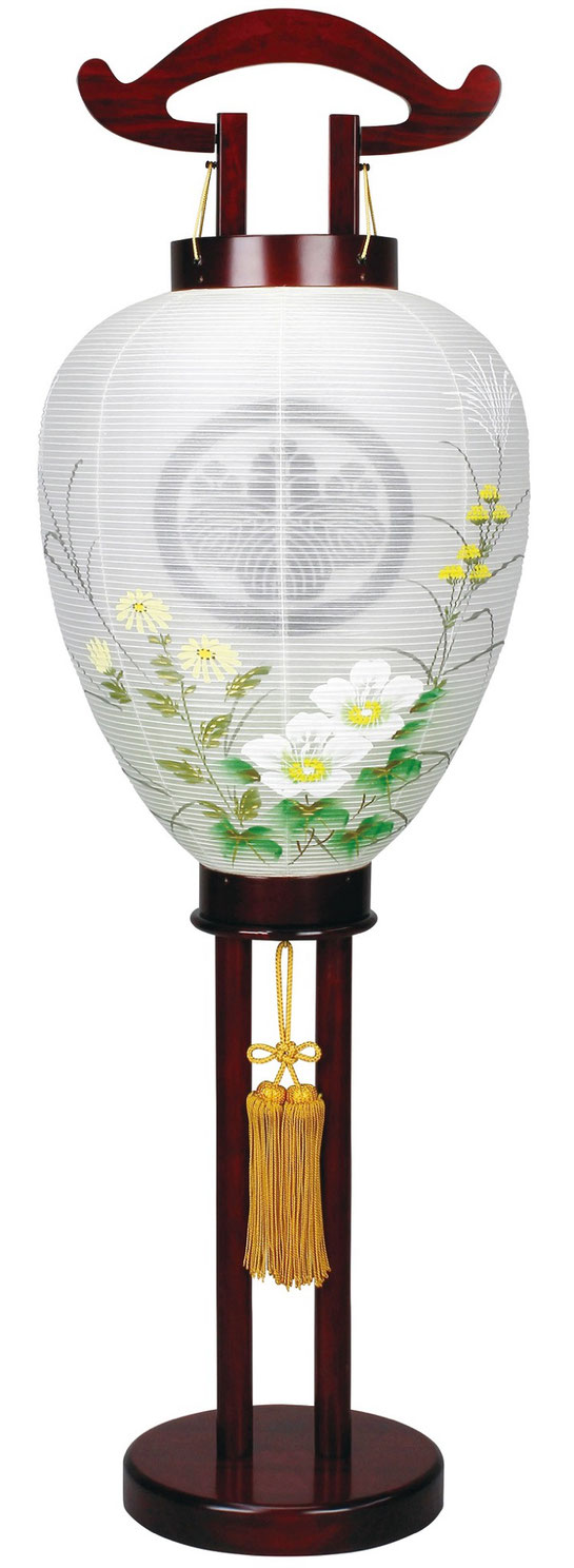 盆提灯 創作提灯 花しおり 一心 絹二重絵（8720-00-216）