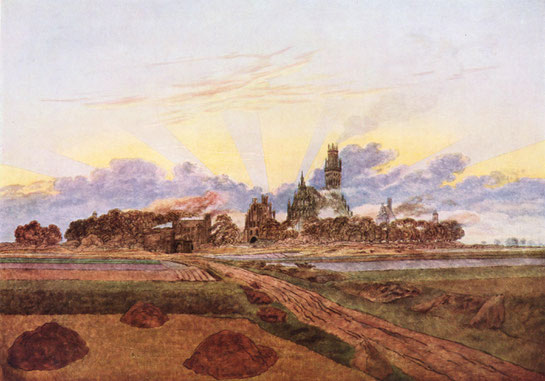 So wie auf dem um 1835 von Caspar David Friedrich gemalten Neubrandenburg kann man sich die städtische Feldmark vorstellen. Sie war unbebaut.