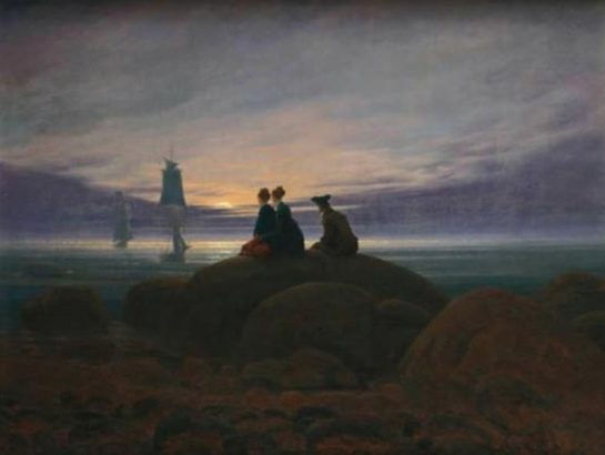 C. D. Friedrich, "La Luna nascente sul mare", 1822, Nationalgalerie di Berlino