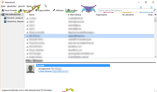 Thunderbird Adressbuch ansehen