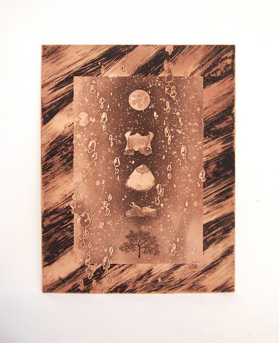 「水槽の記憶」 water bowls /腐蝕銅レリーフ/200×150mm /¥198,000(税込み)