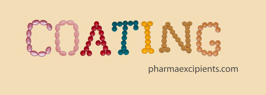 The word coating is built by indivdual tablets in several colous. Photo from  pharmaexcipients.com