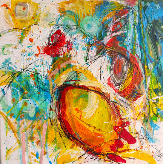 Elisabeth Augendre artiste peintre en Ariège acrylique impressionnisme fantaisie en jardin 39