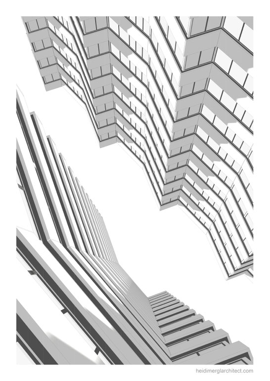 Arlington House Looking Up Graphic by Heidi Mergl Architect