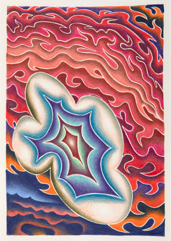 Fold, 2022, colored pencil on paper, 29, x 21 cm