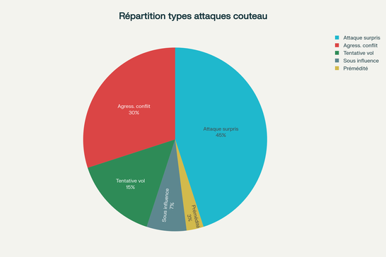 Répartition des types d'attaques au couteau selon les études criminologiques