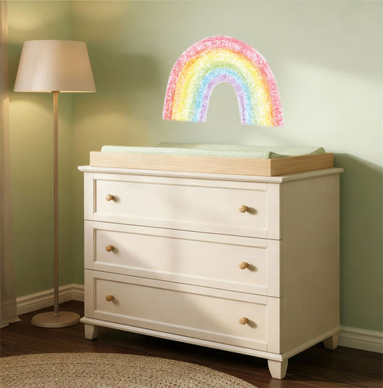 Wandtattoo großer Regenbogen nach Pastellkreide-Art