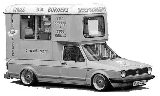 Vintage Volkswagen burger van with custom wheels