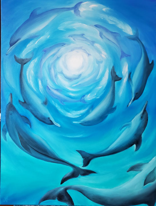                                                                  Dolphin's rhapsody 2026 - Oil on canvas  cm 80x60
