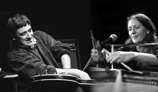 Fred Frith und Russudan Meiparian in Aktion. Morgen Abend dringen der experimentierfreudige Brite und die georgische Grenzgängerin in der Kunsthalle Kleinschönach in neue Klanglandschaften vor. Foto: Promo