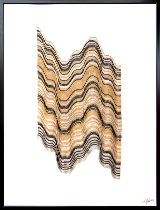 Résonance, 2022.  Tissage de soie et polyester, 40 x 30 cm.