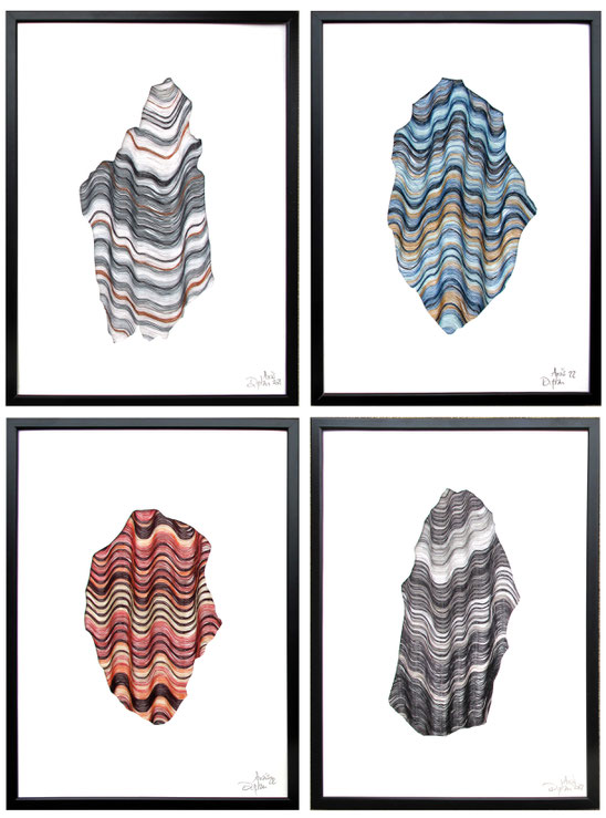 Série pépites, 2023. Tissages en polyester, coton et nylon, 18 x 24 cm, collection Artothèque du Lot.