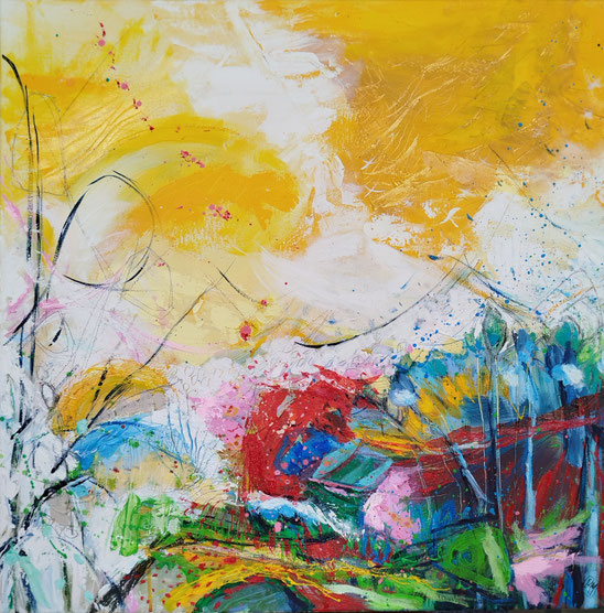 Elisabeth Augendre artiste peintre en Ariège acrylique impressionnisme fantaisie en jardin 47