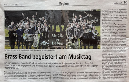 Zeitungsbericht in der Botschaft vom 04.06.2025
