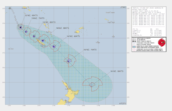 Track map of Tropical Cyclone Ruby. From JTWC