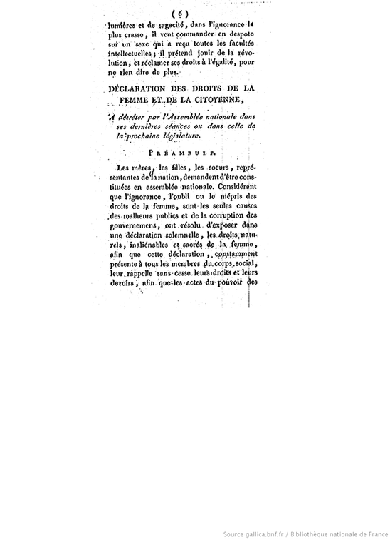Postambule Olympe De Gouges Texte Pdf Olympe de Gouges présentée par Alexia de 4ème A - Site de