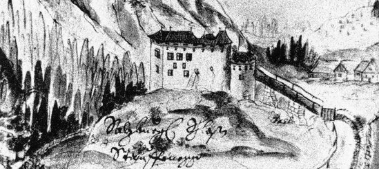 Älteste Ansicht von Schloss Staufeneck bei Piding um 1640