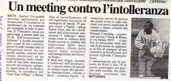 Meeting antirazzista - Luglio 1998