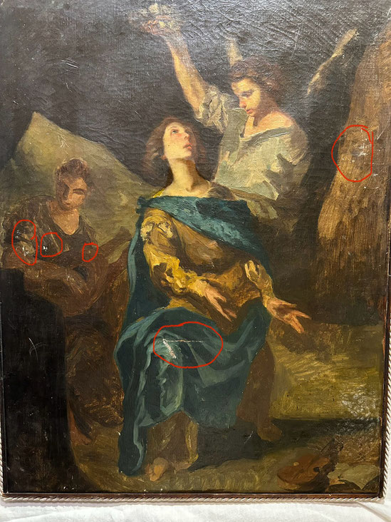 Altes Gemälde in der Restaurierung – Kunstrestaurierung in unserem Atelier für historische und antike Gemälde.