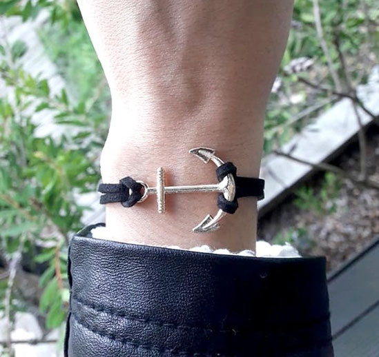 Bracelet fantaisie ancre marine en alliage pour homme et femme