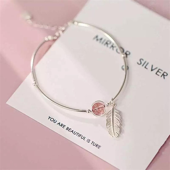 Bracelet plume argent pour femme