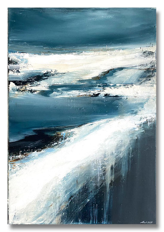 meintkebehder, dialog, stumm, abstrakt, malerei, painting, landschaft, bodden, ostsee, abstract, lanschaftsmalerei, landscape, meer, nordsee, wasser, mischtechnik, acryl, oel, bilder, leinwand, canvas, marmormehl, spachteltechnik, schichtenmalerei