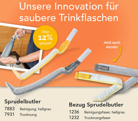 JEMAKO Sprudelbutler Reinigung, hellgrau und Sprudelbutler Trocknung