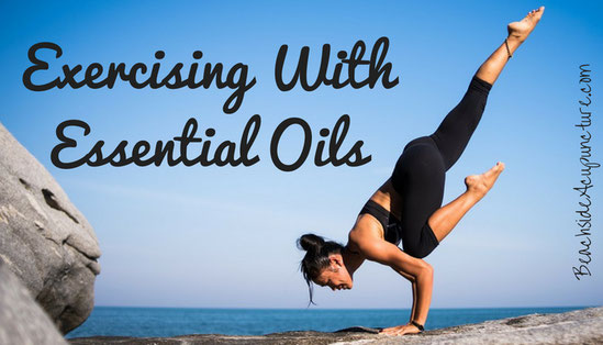 exercising with essential oils on beach