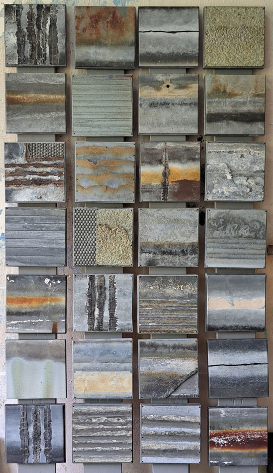 28 petits formats de zinc 20 x 20 cm