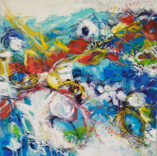 Elisabeth Augendre artiste peintre en Ariège acrylique impressionnisme fantaisie en jardin 49
