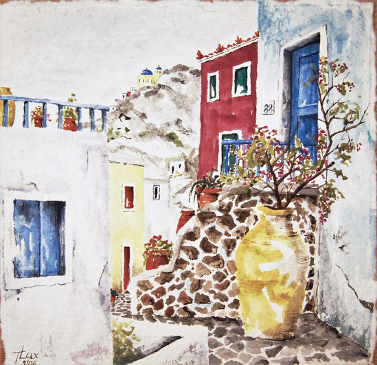 Santorini Gouache Greek Islands