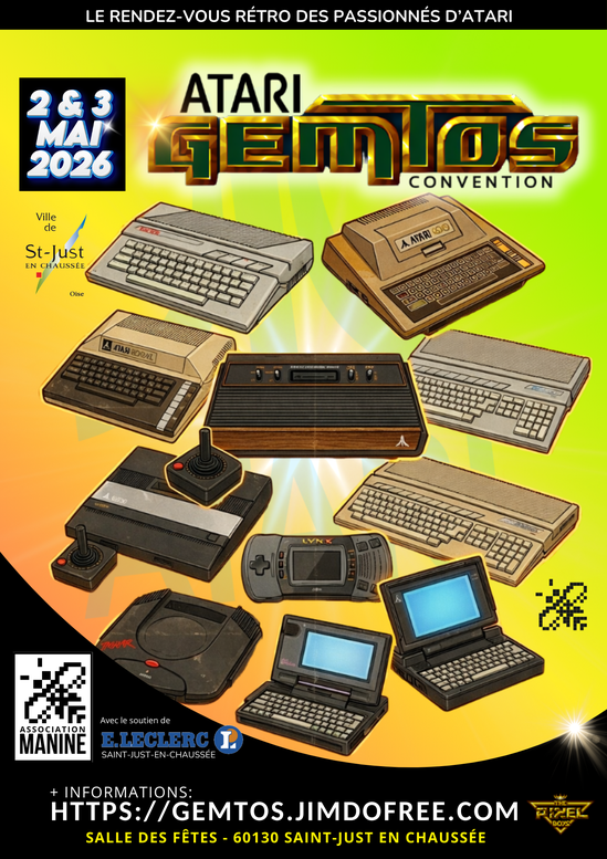 Affiche ATARI GEMTOS CONVENTION 2026 - france - Le réndez-vous rétro des passionnés d'ATARI en France