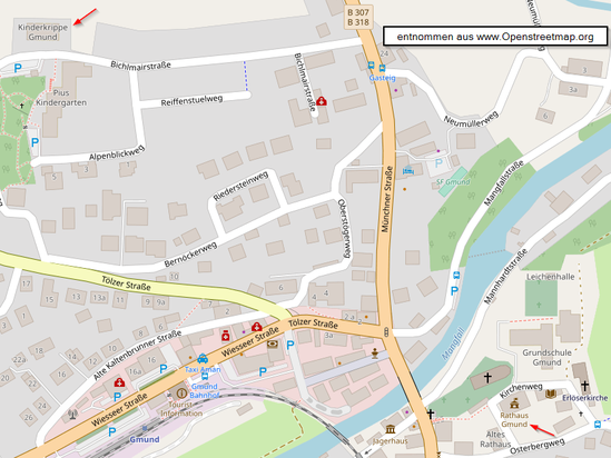 Lageplan der Zwergenburg, entnommen aus openstreetmap.org
