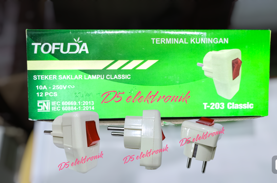 Steker saklar lampu 10A 250V terminal kuningan