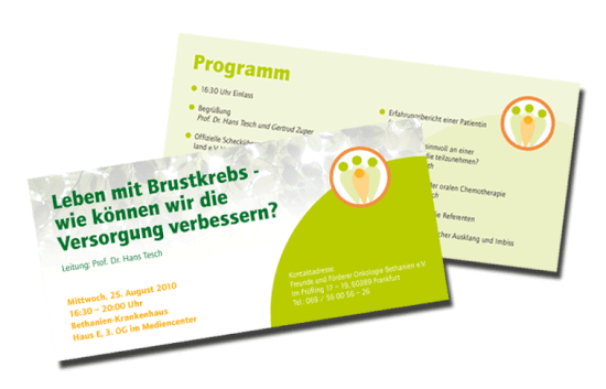 Flyer / Einladung für Freunde und Förderer Onkologie Bethanien e. V.