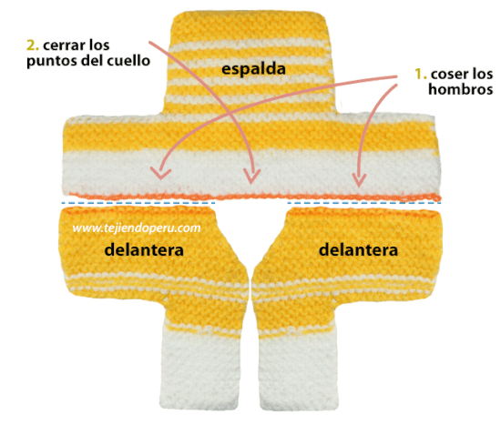 chaqueta para niños tejida en dos agujas o palillos