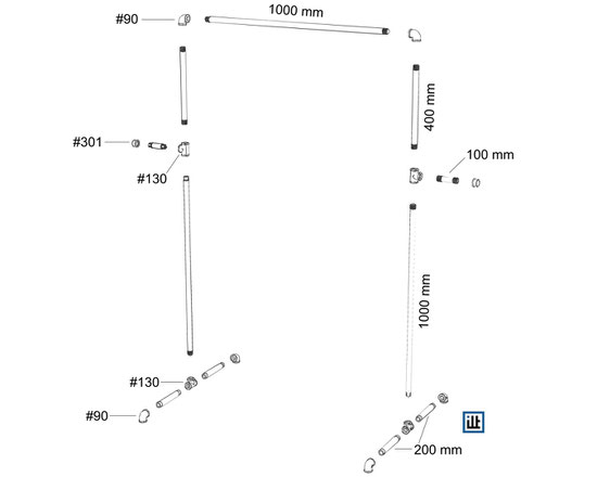 Bauanleitung Rohrmöbel, Kleiderständer No.1, Explosionszeichnung