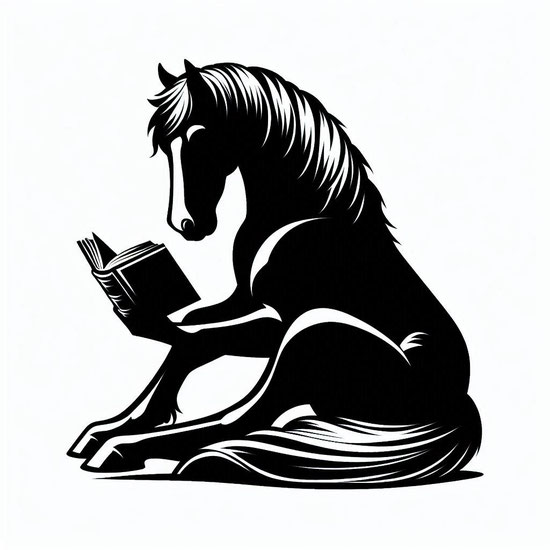 Illustration eines lesenden Pferdes
