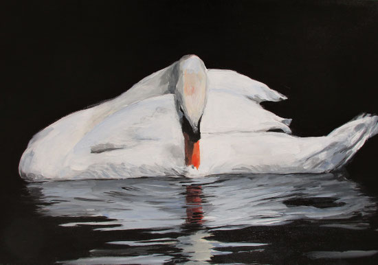 Schwan. Acryl. 50 x 70 cm. (verkauft)