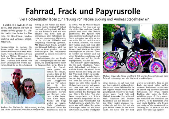 Westfalenblatt 24.08.2010 Text: Betty Lücking ;-)