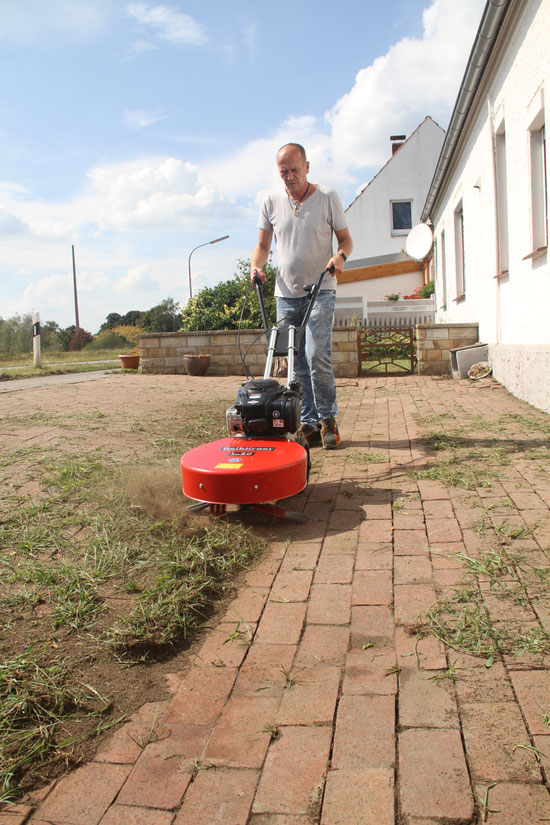 Tielbürger Wildkrautbürste HW 50 am Unkraut entfernen