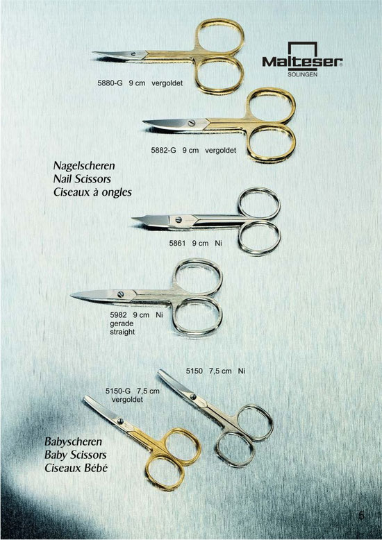 Malteser Katalogseite 5 mit Nail Scissors / Ciseaux à ongles und Babyscheren / Baby Scissors / Ciseaux Bébé